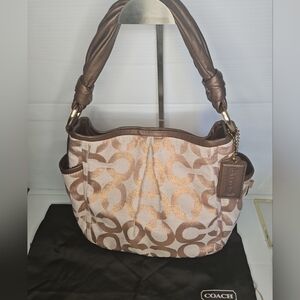 Vintage Coach Parker Op Art Signature C Boho Shoulder Bag in Rose Gold CopperY2K